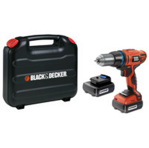 Black & Decker HP148F4LBK Дрель с рукояткой пистолетного типа Литиевая 1.5А·ч Черный, Оранжевый аккумуляторная комби-дрель