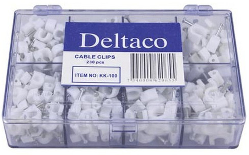 Deltaco KK-100 Белый 230шт кабельный зажим