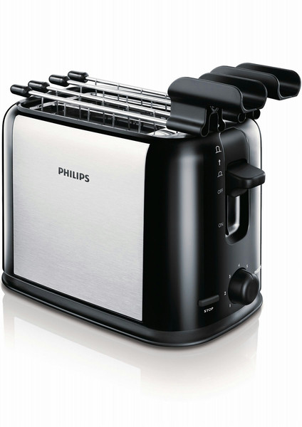 Philips Daily Collection HD2589/20 2ломтик(а) 950, -Вт Черный, Cеребряный тостер