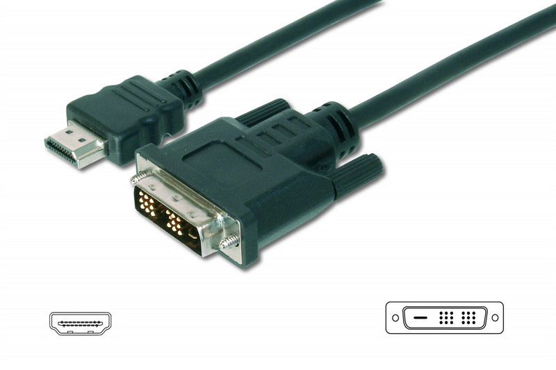 ASSMANN Electronic AK-330300-005-S 0.5m HDMI DVI-D Schwarz Videokabel-Adapter