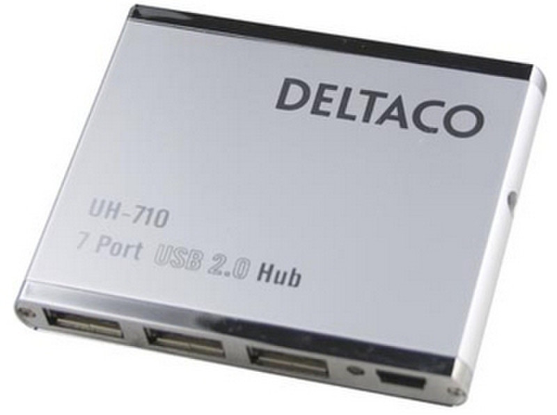 Deltaco UH-710 480Мбит/с Cеребряный хаб-разветвитель