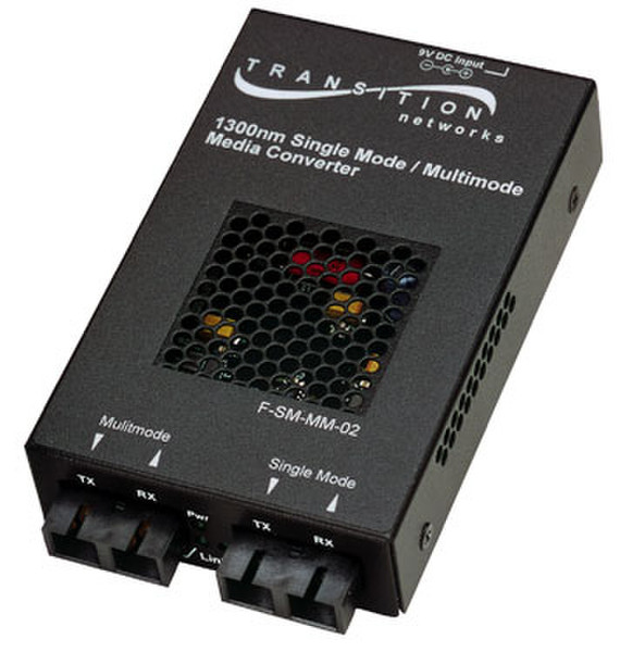 Transition Networks F-SM-MM-02 100Мбит/с 1310нм Multi-mode,Single-mode Черный сетевой медиа конвертор