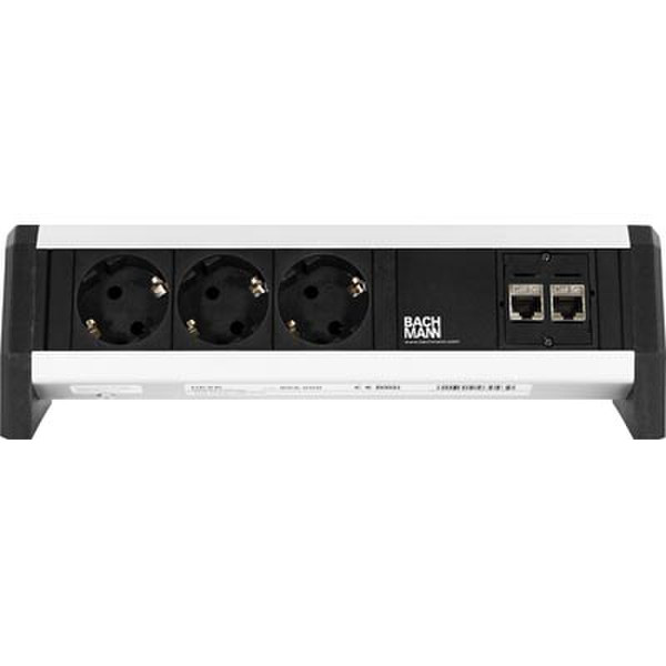 Deltaco GT-59 3AC outlet(s) 3m Black,Silver power extension