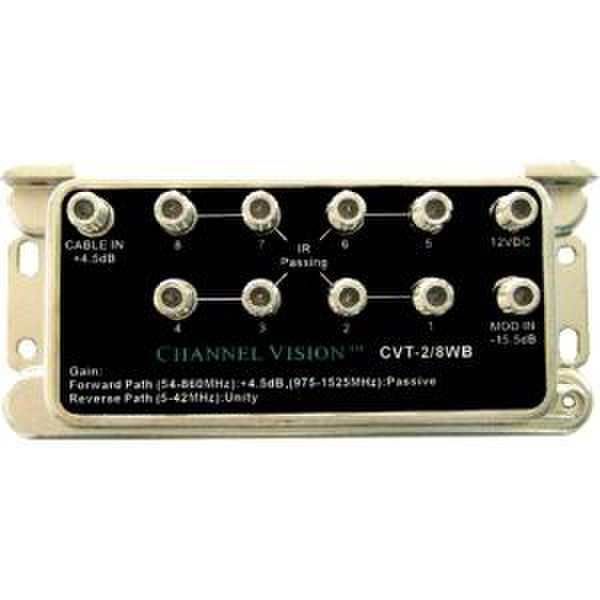 Channel Vision CVT-2/8WB Cable splitter Schwarz, Silber Kabelspalter oder -kombinator