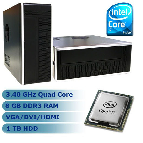 Integris IT-H67-QC.01 3.4GHz i7-2600 Tower Schwarz, Silber PC PC