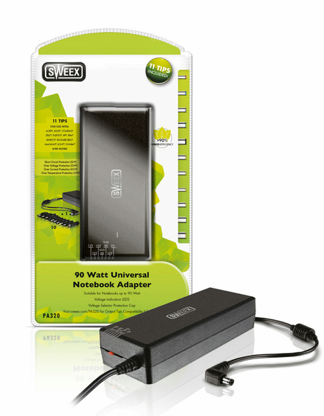 Sweex PA320 Для помещений 90Вт Черный адаптер питания / инвертор