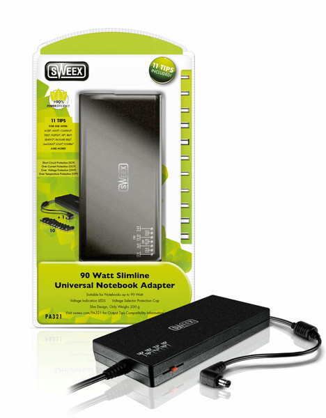 Sweex PA321 Для помещений 90Вт Черный адаптер питания / инвертор