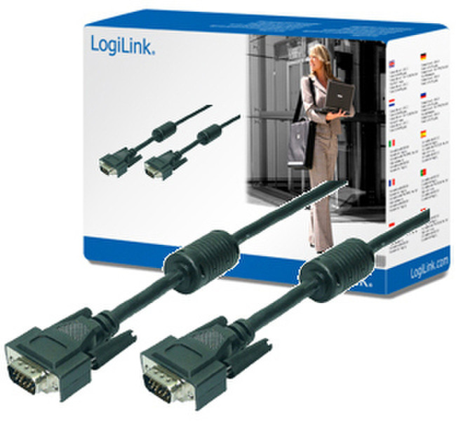 LogiLink VGA, M/M, 10m 10м VGA (D-Sub) VGA (D-Sub) Черный