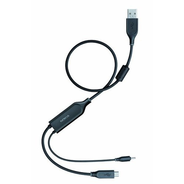 Nokia CA-126 1x USB A 1x micro USB, 1x 2mm Черный дата-кабель мобильных телефонов