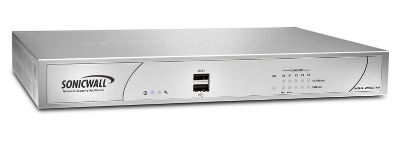 DELL SonicWALL NSA 250M + 2 Yr CGSS 750Mbit/s hardware firewall