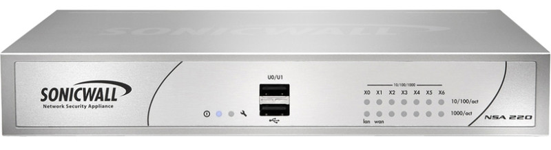 DELL SonicWALL NSA 220 + 2 Yr CGSS 600Мбит/с аппаратный брандмауэр