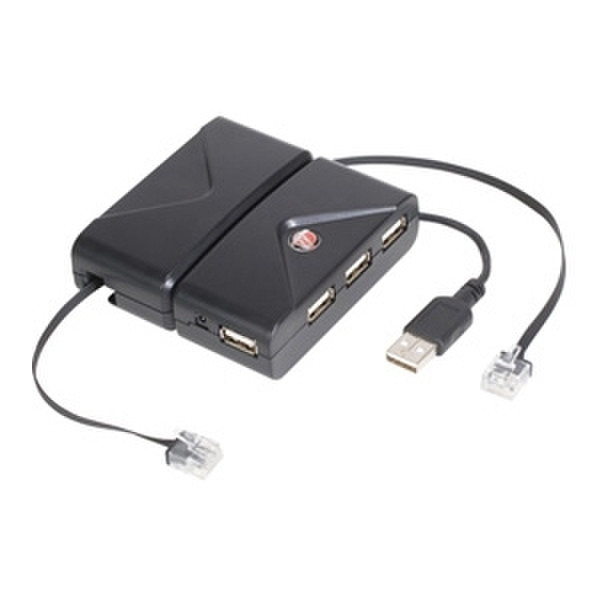 Targus 4 Port USB 2.0 Travel Hub with Ethernet Cable 480Mbit/s Black interface hub