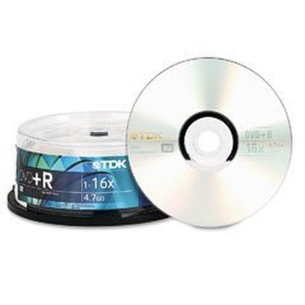 TDK DVD+R, 16x, Silver, 15/Spindle 4.7GB DVD+R 15pc(s)