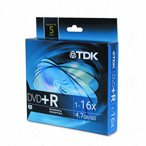 TDK DVD+R 4.7MB, 16X 4.7GB DVD+R 5pc(s)