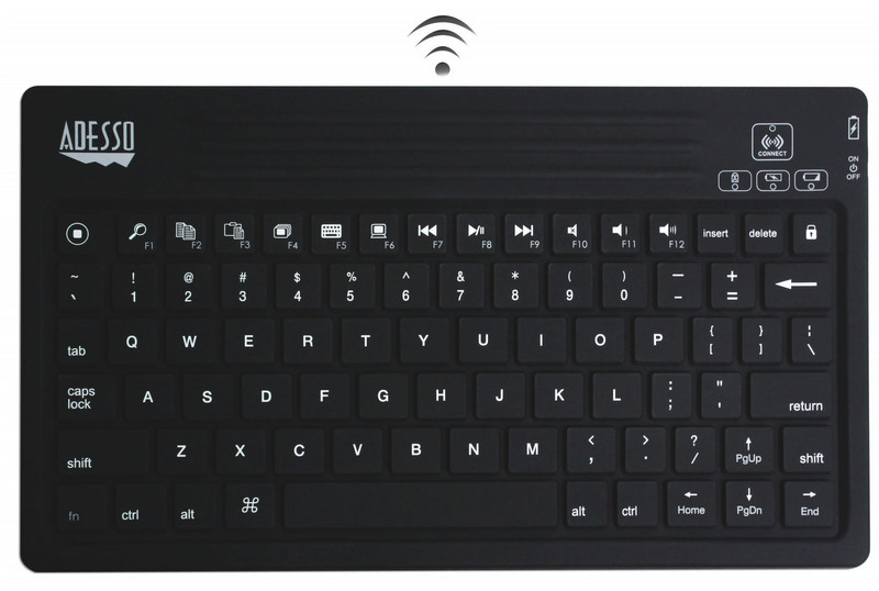 Adesso WKB-2000BA Bluetooth QWERTY Английский Черный клавиатура для мобильного устройства