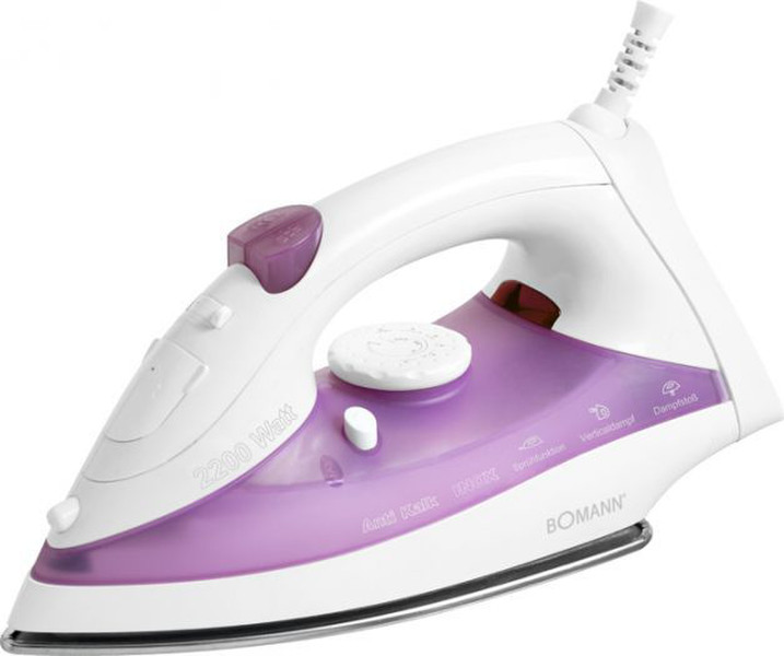 Bomann DB 777 CB Dry & Steam iron Stainless Steel soleplate 2200W Violet,White
