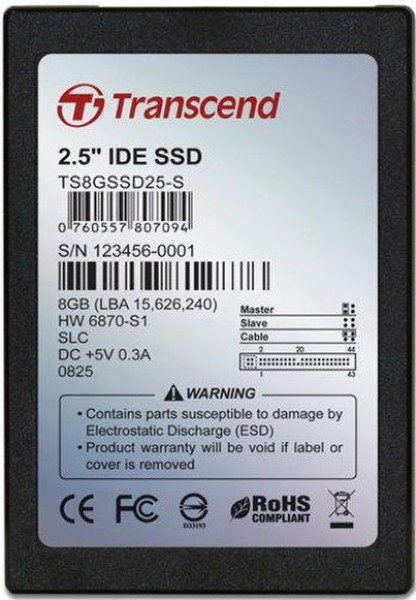 Transcend 8GB Parallel ATA Parallel ATA SSD-диск