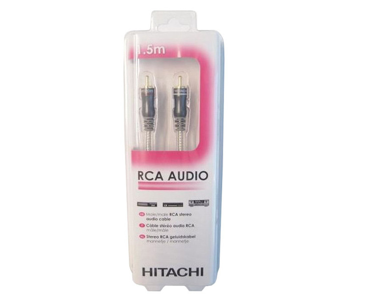 Hitachi HAA115RMM 1.5м 2 x RCA 2 x RCA Черный, Серый аудио кабель