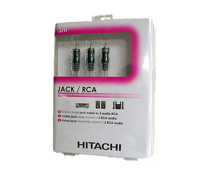 Hitachi HAA130JR 3м 3.5mm 2 x RCA Черный, Серый аудио кабель