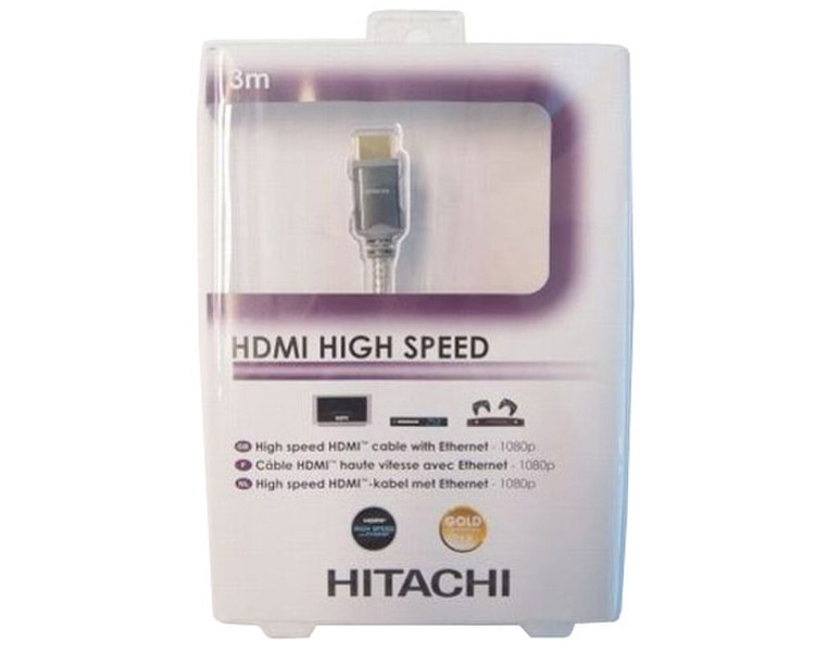 Hitachi HAV130HG 3m HDMI HDMI Black,Grey