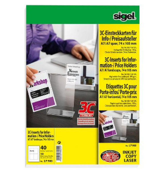 Sigel LP900 40Stück(e) Weiß Nichtklebendes Etikett