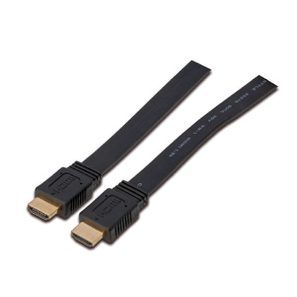 Digitus HDMI flat connection cable, Type A, 3m 3m HDMI HDMI Schwarz