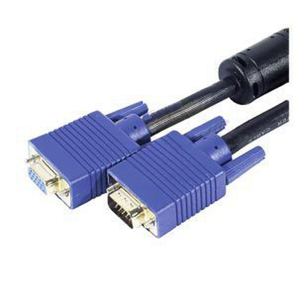 Digitus SVGA HD15M/F Extension Cable (all pins connected DCC2B) 15m VGA (D-Sub) VGA (D-Sub) Schwarz, Blau