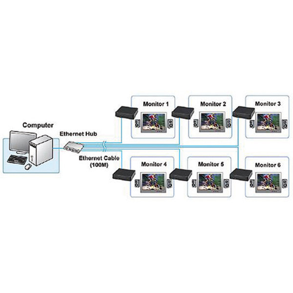 ROLINE Audio/Video Gigabit Ethernet Adapter, DVI, Video Splitter Function video splitter