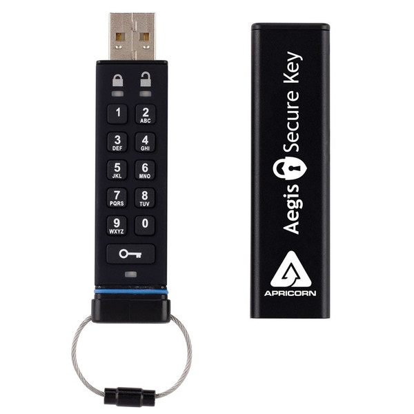 Apricorn Aegis Secure Key 16ГБ USB 2.0 Черный USB флеш накопитель