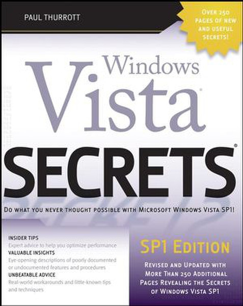 Wiley Windows Vista Secrets: SP1 Edition 1032страниц руководство пользователя для ПО