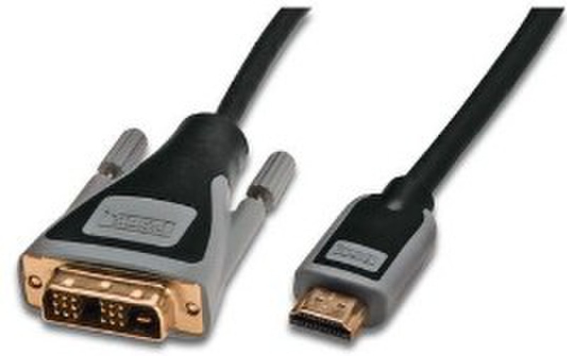 Digitus 3m HDMI/DVI-D M/M 3m HDMI DVI-D Schwarz, Grau