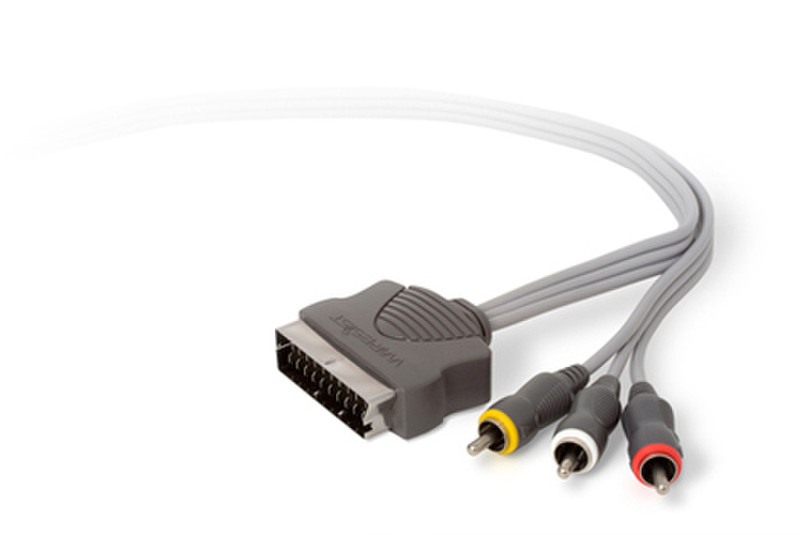 Techlink 1.5m SCART/3 x RCA 1.5m SCART (21-pin) 3 x RCA Grau Videokabel-Adapter