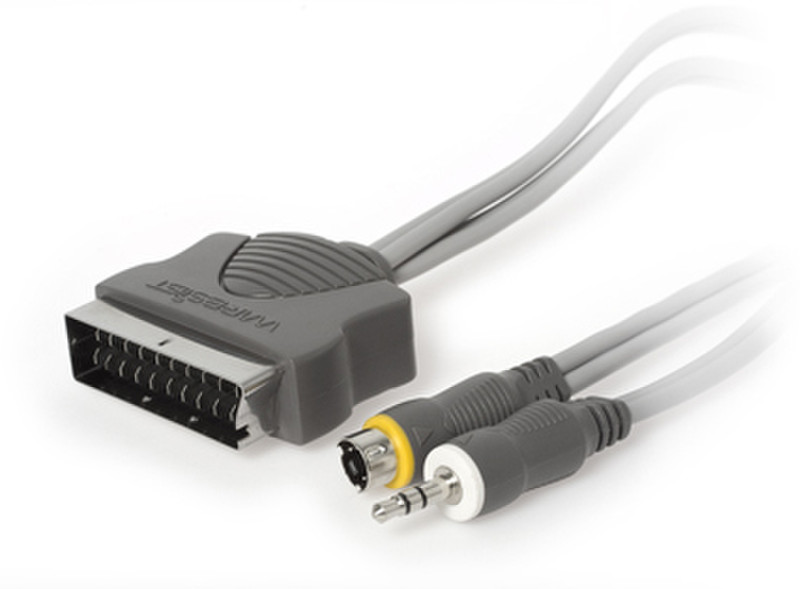 Techlink 5m 3.5mm + S-Video/SCART 5m S-Video (4-pin) + 3.5mm SCART (21-pin) Grey video cable adapter