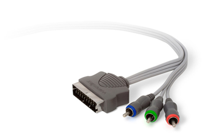 Techlink Wires1st, SCART - 3 x RCA 1.5m SCART (21-pin) 3 x RCA Schwarz, Grau Videokabel-Adapter
