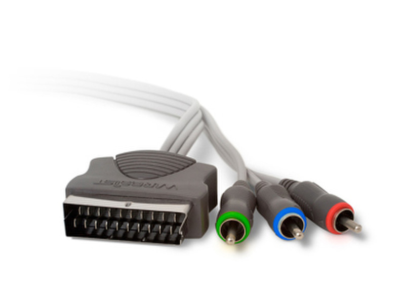 Techlink Wires1st, SCART - 3 x RCA 3m SCART (21-pin) 3 x RCA Black,Grey video cable adapter