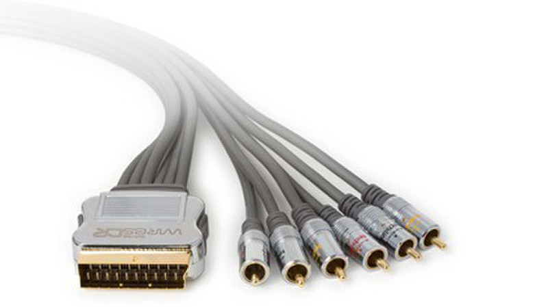 Techlink Scart - 6 x RCA/Phono, 1.5m 1.5m SCART (21-pin) 6 x RCA Grau