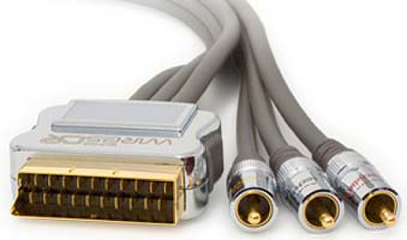 Techlink 1.5m SCART/3xRCA 1.5m SCART (21-pin) 3 x RCA Grey