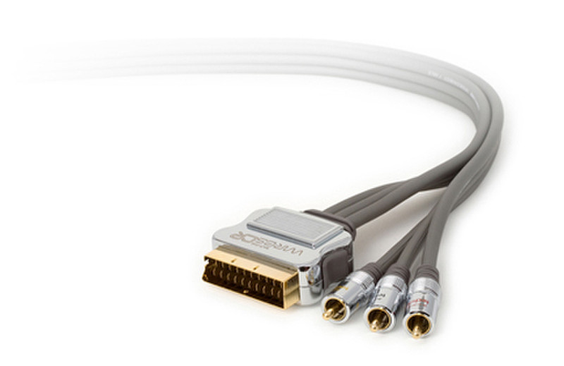 Techlink WiresCR, SCART - 3 x RCA 1.5m SCART (21-pin) 3 x RCA Grey