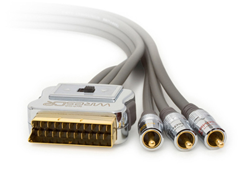 Techlink WiresCR SCART Plug - 3 x RCA/Phono Plugs 3м SCART (21-pin) 3 x RCA Серый, Cеребряный адаптер для видео кабеля