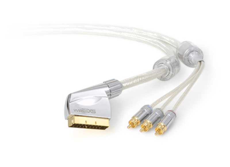 Techlink WiresXS, SCART - 3 x RCA 1.5м SCART (21-pin) 3 x RCA Cеребряный