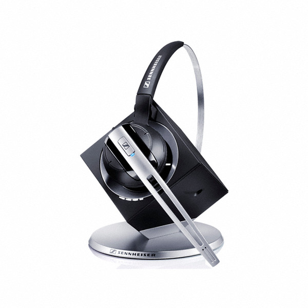 Sennheiser DW 10 USB Office Monophon Ohrbügel, Kopfband Schwarz, Gebürsteter Stahl Headset