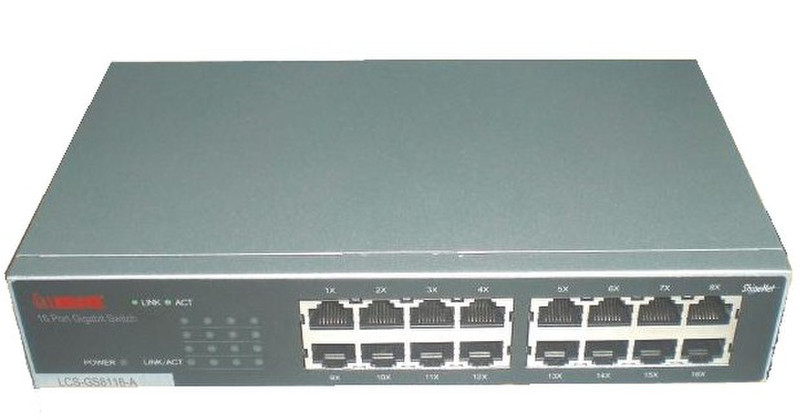Longshine LCS-GS8116-A Неуправляемый L2 Gigabit Ethernet (10/100/1000) Серый сетевой коммутатор