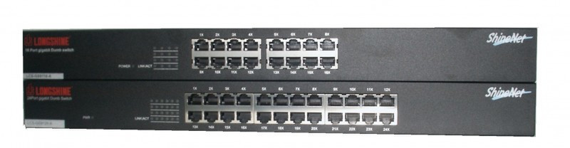 Longshine LCS-GS9124-A Неуправляемый L2 Gigabit Ethernet (10/100/1000) Power over Ethernet (PoE) 1U Черный сетевой коммутатор