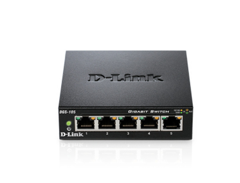 D-Link DGS-105 Неуправляемый Черный сетевой коммутатор