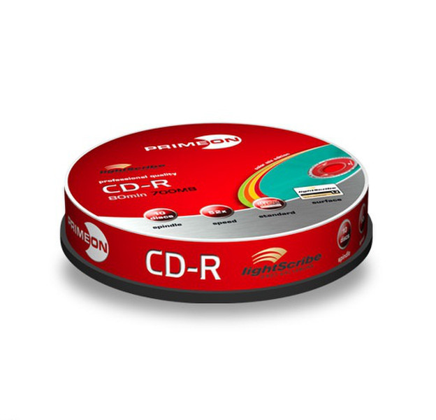 Primeon CD-R 52X 80min/700MB, 10x CD-R 700МБ 10шт