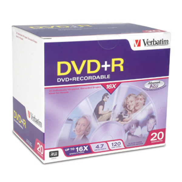 Verbatim 16x DVD+R Media 4.7GB DVD+R 20Stück(e)