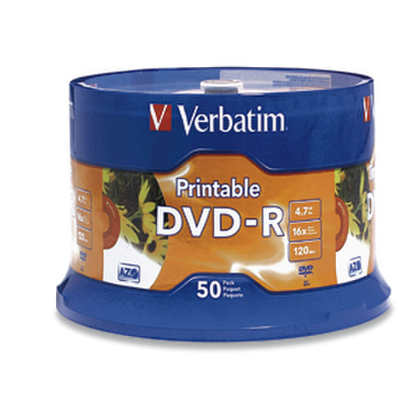 Verbatim 16x DVD-R Media - 4.7GB - Ink Jet Printable 4.7GB DVD-R 50Stück(e)