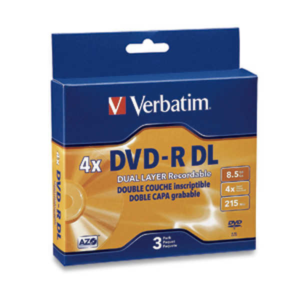 Verbatim 4x DVD-R Dual Layer Media 8.5ГБ DVD-R DL 3шт