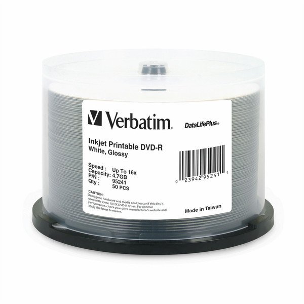 Verbatim DVD-R 4.7GB 16X Inkjet Printable 50pk Spindle 4.7GB DVD-R 50Stück(e)