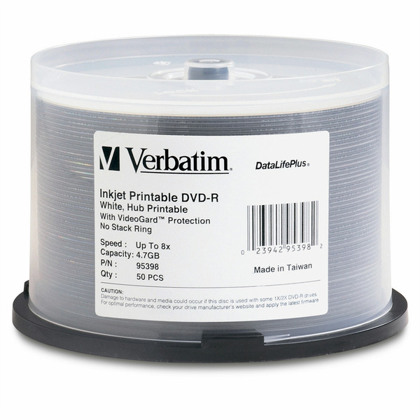 Verbatim DVD-R 4.7GB 8X Inkjet Printable 50pk Spindle 4.7GB DVD-R 50Stück(e)